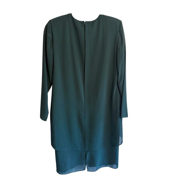 Vintage Women’s After Dark Emerald Green Beaded Tiered Long Sleeve Dress Size 6 - Picture 4 of 9